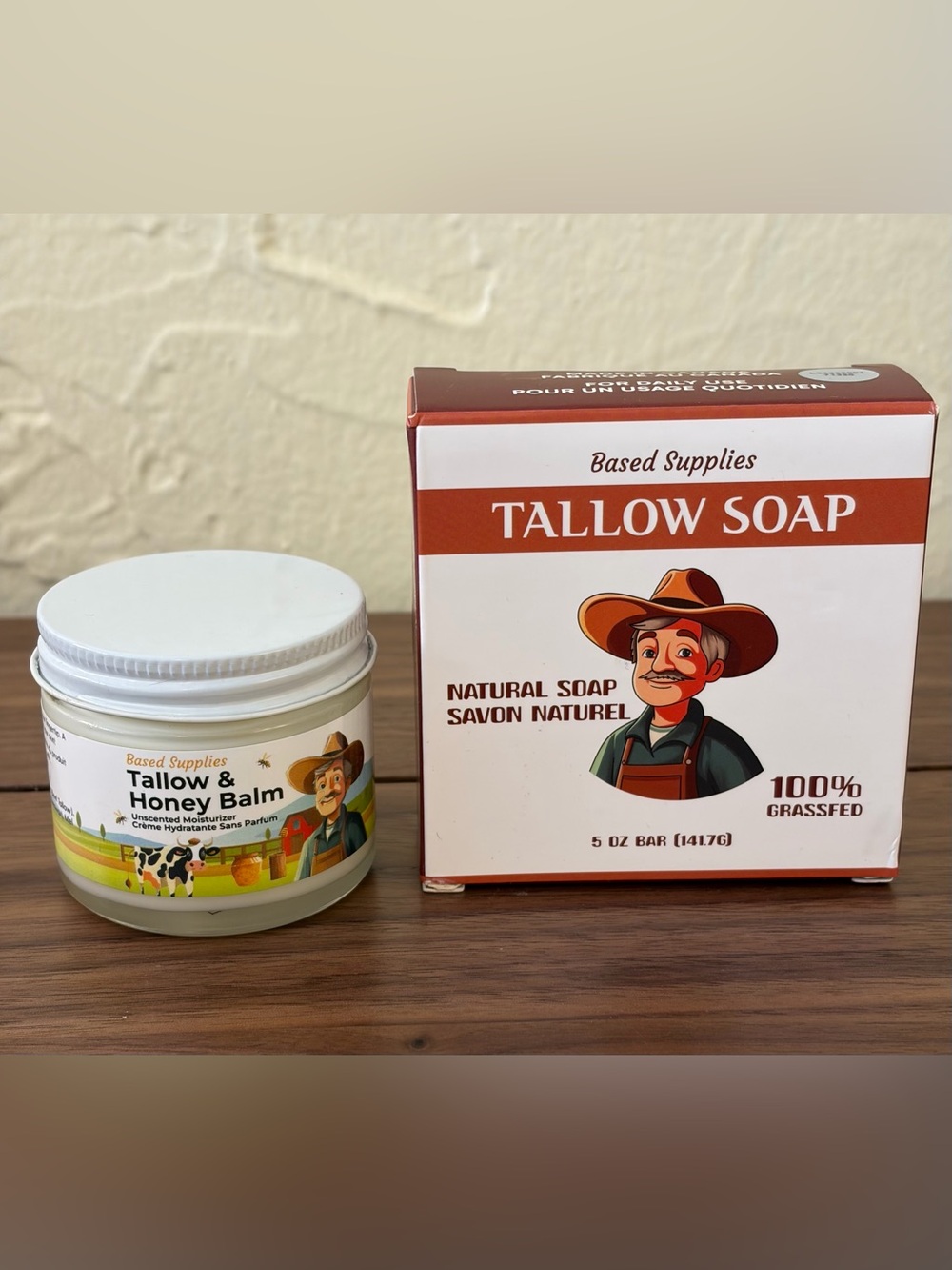 Based Supplies Tallow & Honey Balm and Grass-Fed Tallow Soap Set